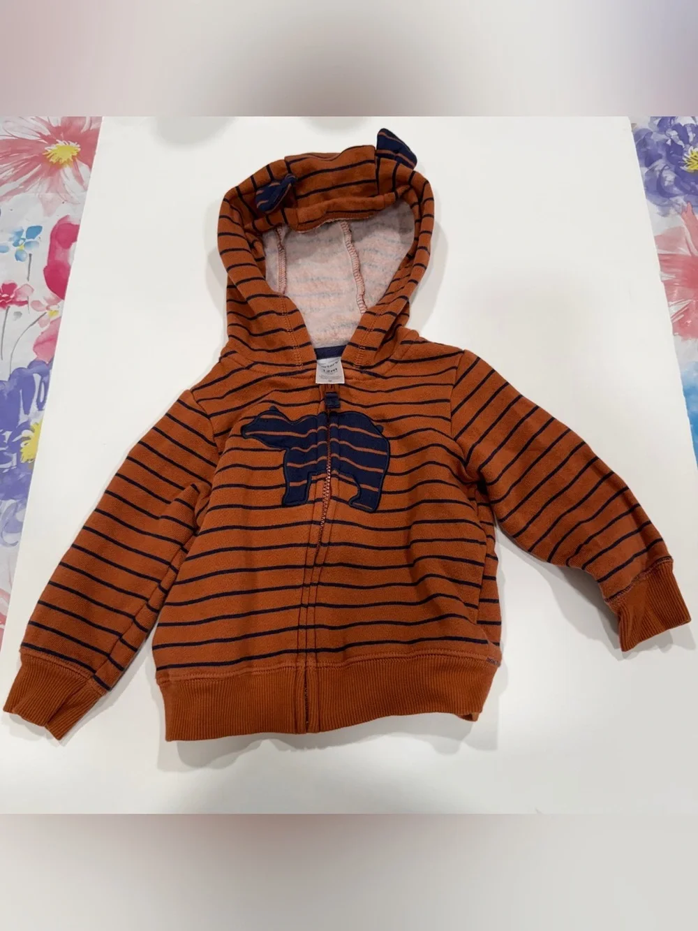 Carter’s bear themed sweatshirt zip up with Hood 9 to 12 months